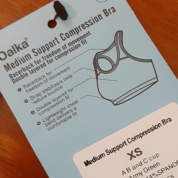 Oalka Medium Support Compression Bra in Army or Olive Green - Picture 7 of 10